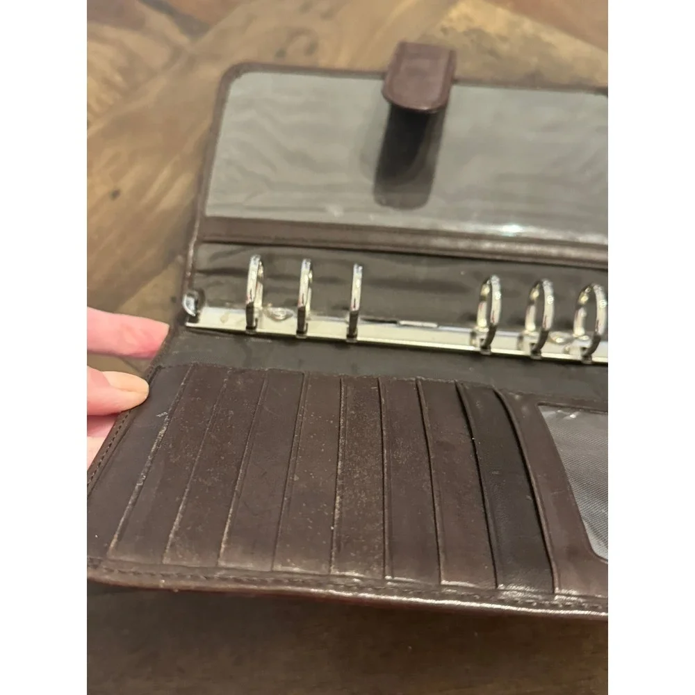 Wilson's Leather Vintage Brown Leather 6-Ring Personal Organizer Planner Binder
